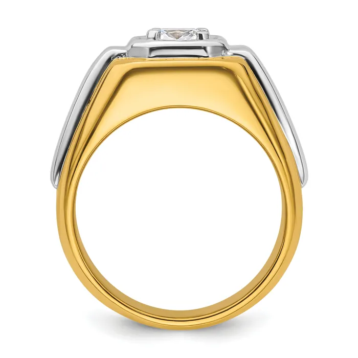 Goldia Rings 14k Twotone Two Tone 1 Ct Lab Grown Diamond VSSI G Polished Mens Ring