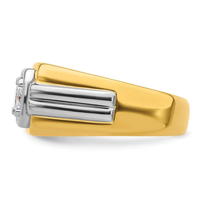 Goldia Rings 14k Twotone Two Tone 1 Ct Lab Grown Diamond VSSI G Polished Mens Ring