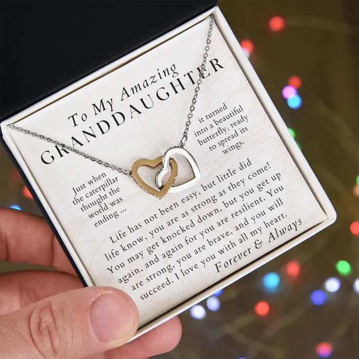 Necklaces ShineOn Fulfillment Spread Your Wings Granddaughter Necklace Gift from Grandma Grandpa Christmas Birthday Graduation Valentines Gifts
