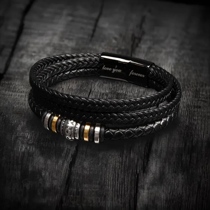 ShineOn Fulfillment Bracelets Gift For My Grandson From Grandpa Carry My Love With You Mens Braided Leather Bracelet Great As A Christmas Gift or A Birthday Present For Him