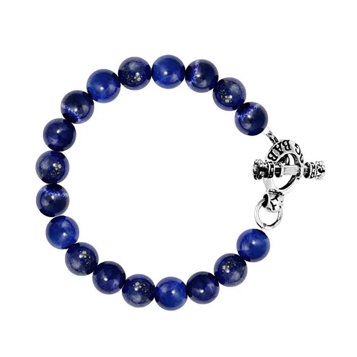 10mm Lapis Bracelet with Silver Toggle Clasp King Baby Bracelets