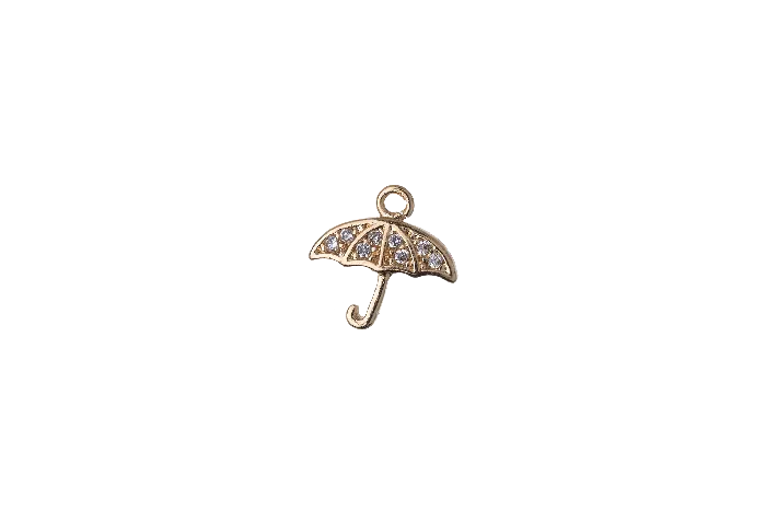10mm x 10mm Cubic Zirconia Umbrella Charm Plated Brass Sold Individually K119 Continental Beads Charm Necklaces
