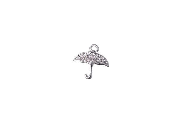 10mm x 10mm Cubic Zirconia Umbrella Charm Plated Brass Sold Individually K119 Continental Beads Charm Necklaces