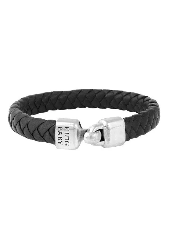 Bracelets King Baby Small Braided Leather Bracelet with a Hook Clasp