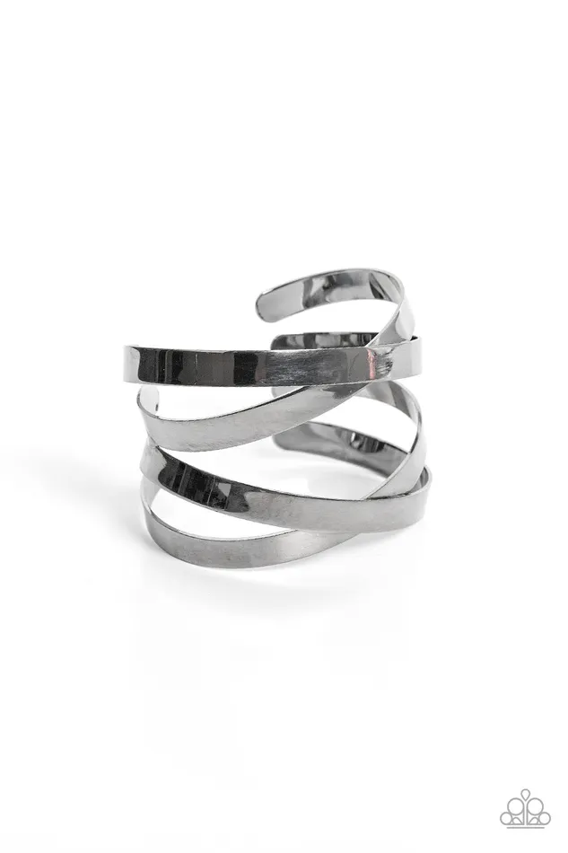 Bracelets Paparazzi Industrial Imagination Black Bracelet A Finishing Touch Jewelry