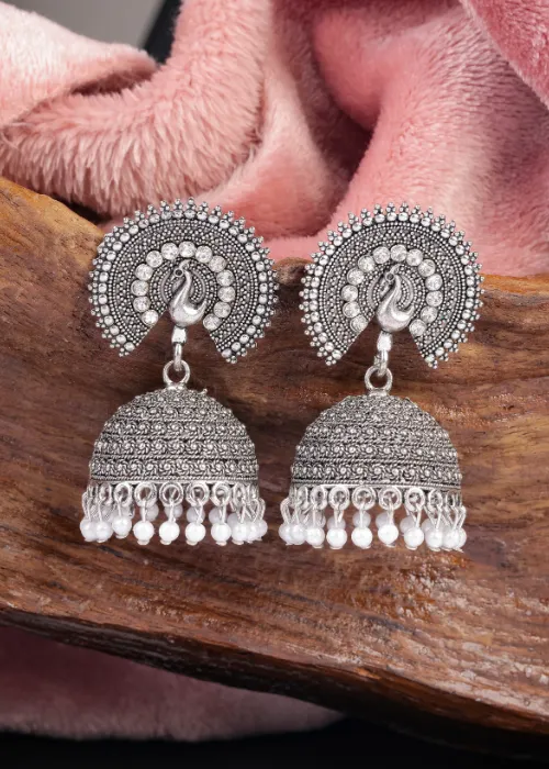 justreal deal Afgani German Silver Oxidized Jhumki Earrings for Women DESIGN 1017 Earrings