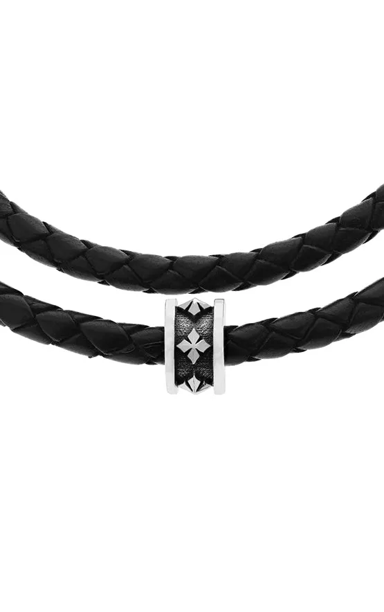 King Baby Bracelets Double Wrap Leather Bracelet w Micro Stackable MB Cross Rings King Baby Bracelets Double Wrap Leather Bracelet w Micro Stackable MB Cross Rings