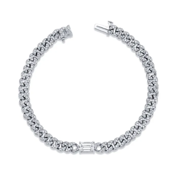 SHAY JEWELRY Bracelets DIAMOND PAVE EMERALD CUT MINI LINK BRACELET