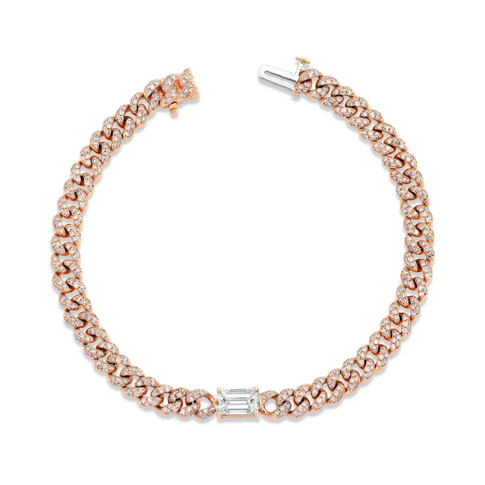 SHAY JEWELRY Bracelets DIAMOND PAVE EMERALD CUT MINI LINK BRACELET