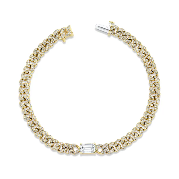 SHAY JEWELRY Bracelets DIAMOND PAVE EMERALD CUT MINI LINK BRACELET