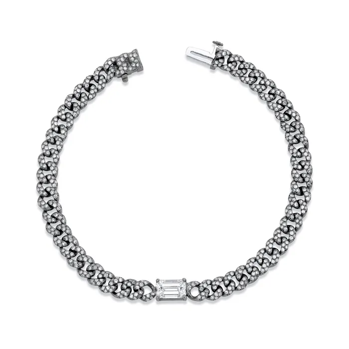 SHAY JEWELRY Bracelets DIAMOND PAVE EMERALD CUT MINI LINK BRACELET