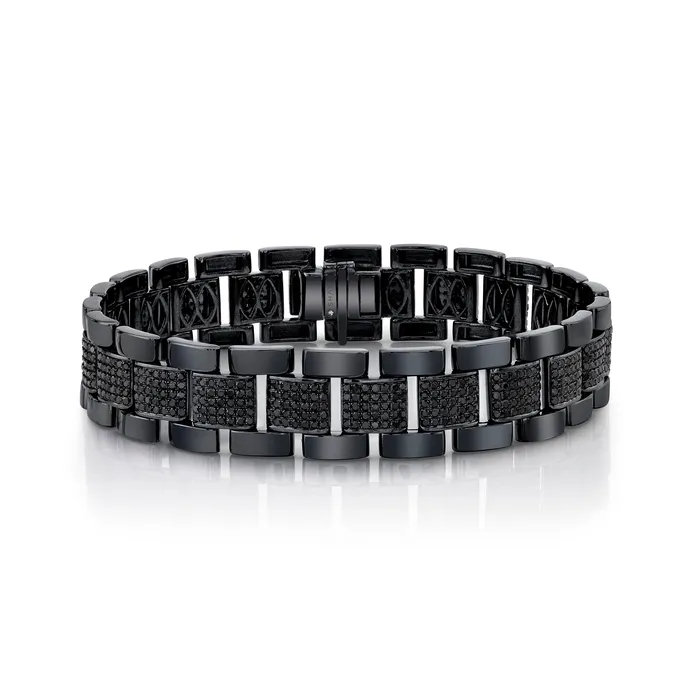SHAY JEWELRY Bracelets MENS BLACK DIAMOND PARTIAL PAVE JOURNEY BRACELET