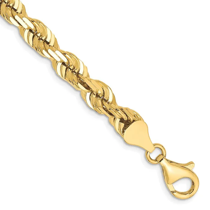 10k Yellow Gold 65 mm Diamondcut Rope Bracelet 2446 grams Qgold Bracelets 10k Yellow Gold 65 mm Diamondcut Rope Bracelet 2446 grams Qgold Bracelets