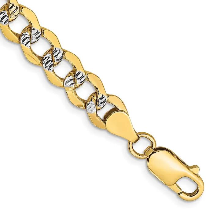 14k 675mm Semisolid with Rhodium Pav Curb Chain Bracelet 676 grams Qgold Bracelets 14k 675mm Semisolid with Rhodium Pav Curb Chain Bracelet 676 grams Qgold Bracelets