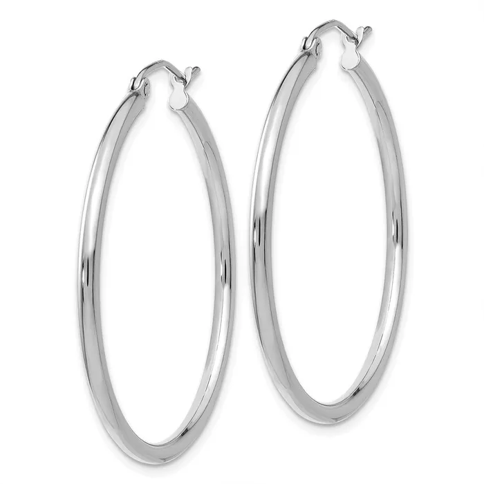 14k White Gold 36 mm Lightweight Tube Hoop Earrings 193 grams Qgold Earrings 14k White Gold 36 mm Lightweight Tube Hoop Earrings 193 grams Qgold Earrings