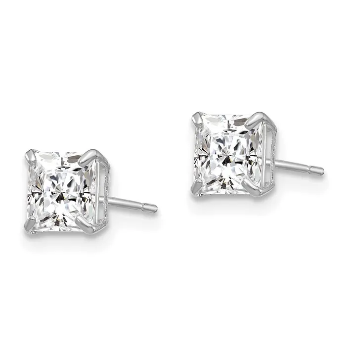 14k White Gold 5 mm Square CZ Post Earrings 073 grams Qgold Earrings