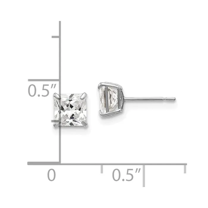 14k White Gold 5 mm Square CZ Post Earrings 073 grams Qgold Earrings