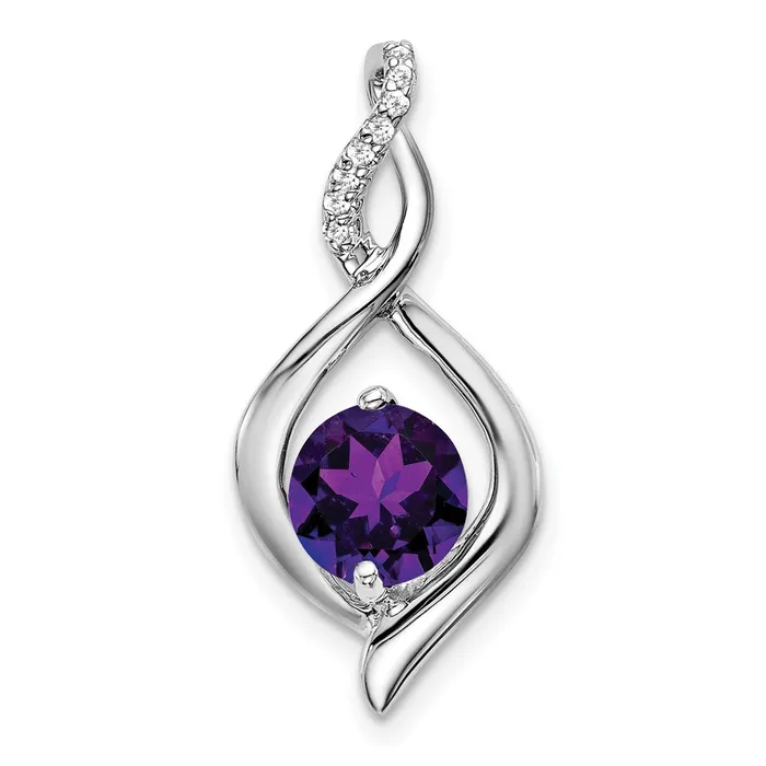 14k White Gold Amethyst and Diamond Pendant 14 grams Qgold Necklaces