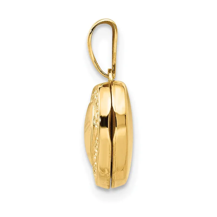 14k Yellow Gold 10 mm Heart Locket 032 grams Qgold Necklaces