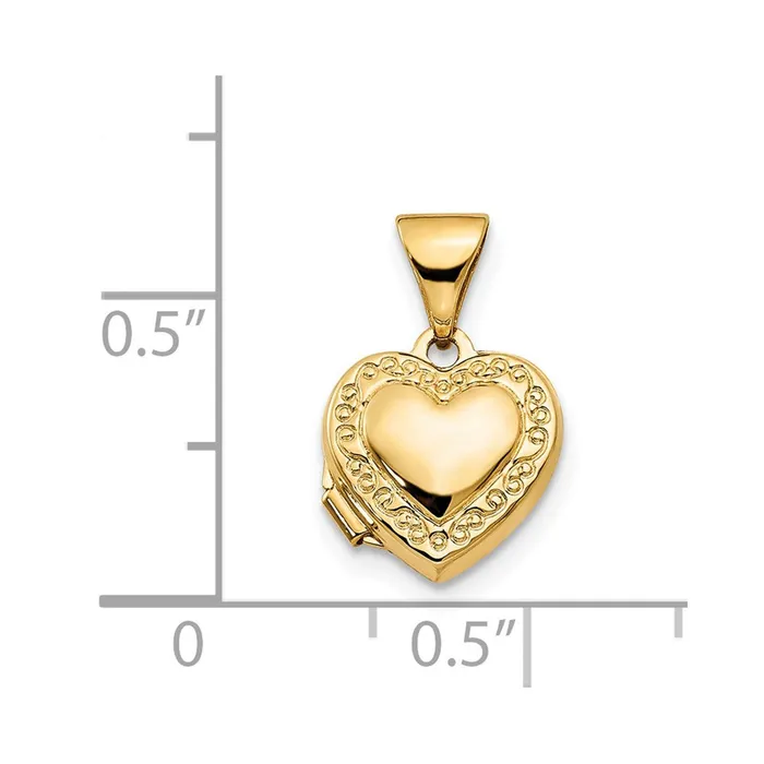 14k Yellow Gold 10 mm Heart Locket 032 grams Qgold Necklaces