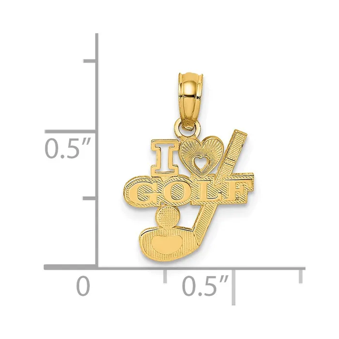 14k Yellow Gold 127 mm I HEART GOLF Club and Ball Charm 06 grams Qgold Charm Necklaces 14k Yellow Gold 127 mm I HEART GOLF Club and Ball Charm 06 grams Qgold Charm Necklaces