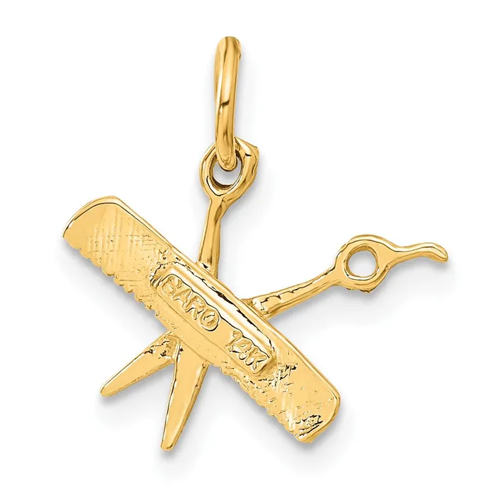 14k Yellow Gold 13 mm Comb and Scissors Charm 073 grams Qgold Charm Necklaces 14k Yellow Gold 13 mm Comb and Scissors Charm 073 grams Qgold Charm Necklaces