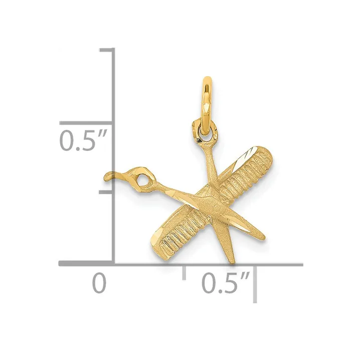 14k Yellow Gold 13 mm Comb and Scissors Charm 073 grams Qgold Charm Necklaces 14k Yellow Gold 13 mm Comb and Scissors Charm 073 grams Qgold Charm Necklaces