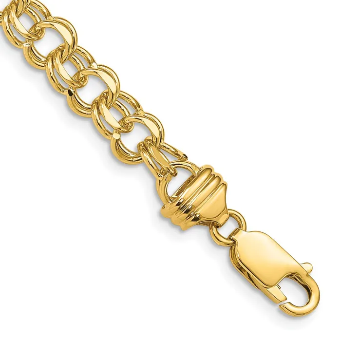 14k Yellow Gold 65 mm Solid Double Link Charm Bracelet 1262 grams Qgold Bracelets 14k Yellow Gold 65 mm Solid Double Link Charm Bracelet 1262 grams Qgold Bracelets