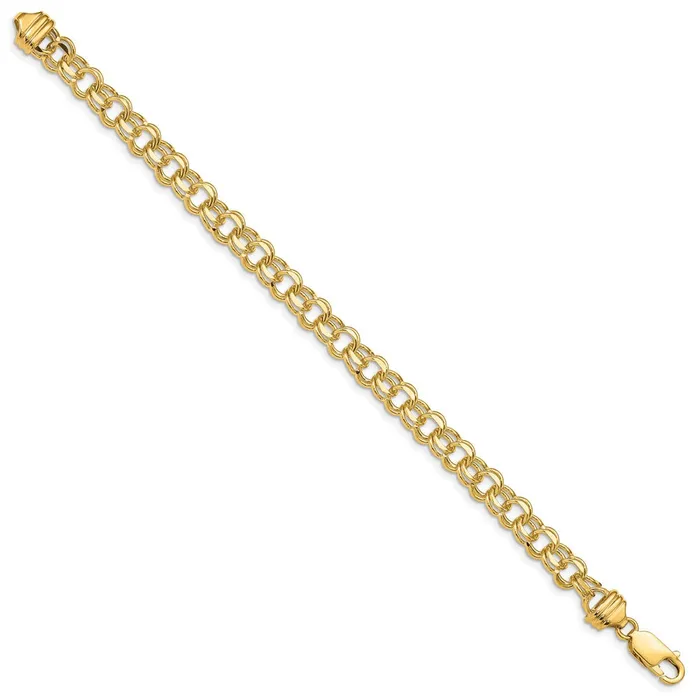 14k Yellow Gold 65 mm Solid Double Link Charm Bracelet 1262 grams Qgold Bracelets 14k Yellow Gold 65 mm Solid Double Link Charm Bracelet 1262 grams Qgold Bracelets