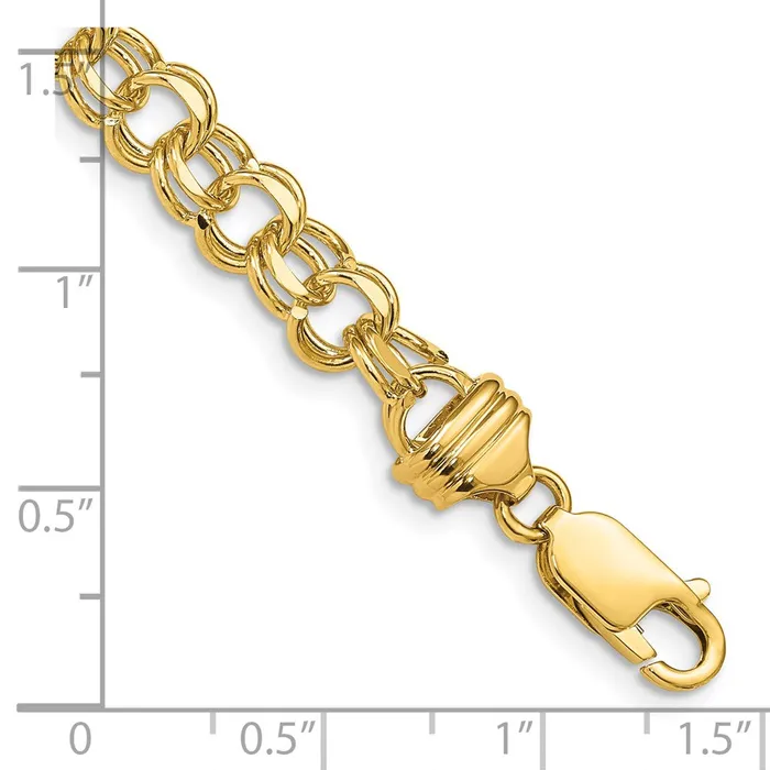 14k Yellow Gold 65 mm Solid Double Link Charm Bracelet 1262 grams Qgold Bracelets 14k Yellow Gold 65 mm Solid Double Link Charm Bracelet 1262 grams Qgold Bracelets