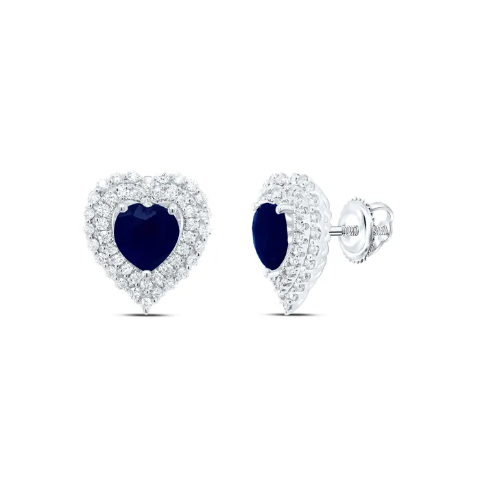 14Kt Gold 58CtwDia Ana M 6X6Mm HeartBs Nat Gem Earring GND Earrings