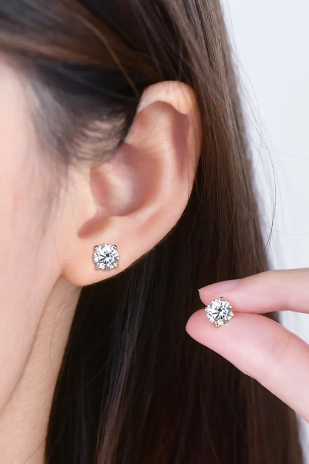 2 Carat Moissanite 925 Sterling Silver Stud Earrings Trendsi Earrings
