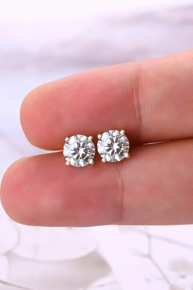 2 Carat Moissanite 925 Sterling Silver Stud Earrings Trendsi Earrings