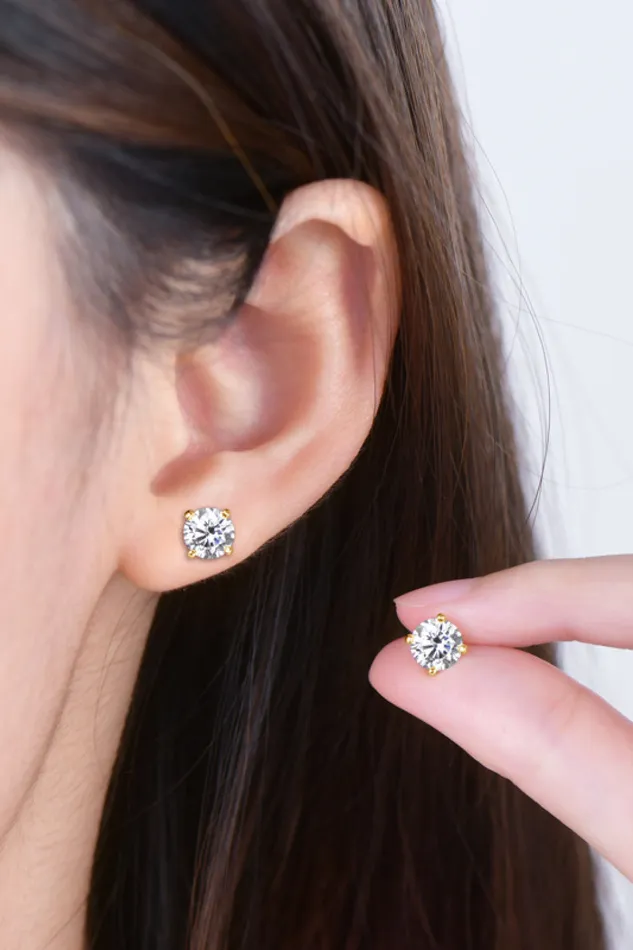2 Carat Moissanite 925 Sterling Silver Stud Earrings Trendsi Earrings