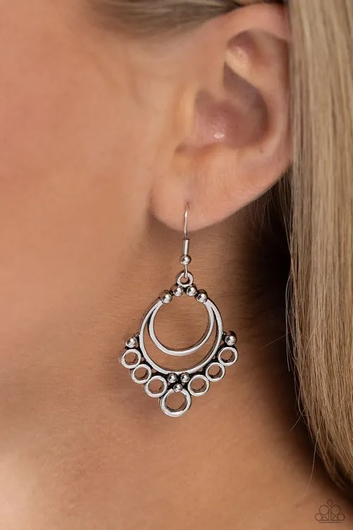 2Piece Set Elaborate Elephant Silver Necklace and Rustic Rotary Silver Earrings Paparazzi Paparazzi Accessories Earrings