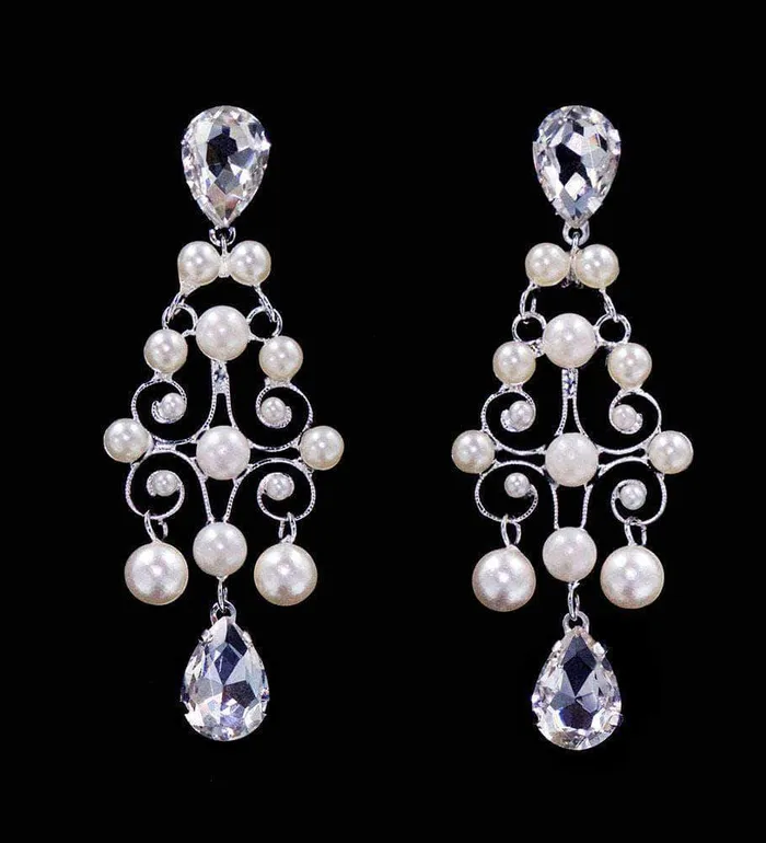 4019 Earrings 16569 Pearl and Rhinestone Decorative Earrings Limited Supply