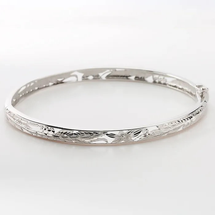 5mm See Through 14K White Gold Bangle Bracelet Nakoa Bracelets