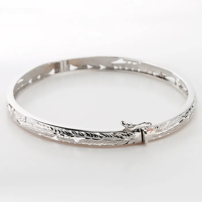 5mm See Through 14K White Gold Bangle Bracelet Nakoa Bracelets
