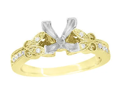 Antique Jewelry Mall Rings Art Deco Filigree Twin Butterflies Yellow Gold 34 Carat Princess Cut Diamond Engagement Ring Setting Antique Jewelry Mall Rings Art Deco Filigree Twin Butterflies Yellow Gold 34 Carat Princess Cut Diamond Engagement Ring Setting