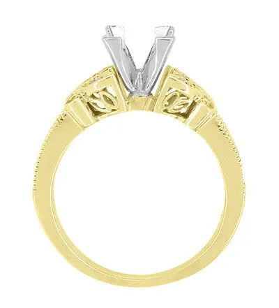 Antique Jewelry Mall Rings Art Deco Filigree Twin Butterflies Yellow Gold 34 Carat Princess Cut Diamond Engagement Ring Setting Antique Jewelry Mall Rings Art Deco Filigree Twin Butterflies Yellow Gold 34 Carat Princess Cut Diamond Engagement Ring Setting