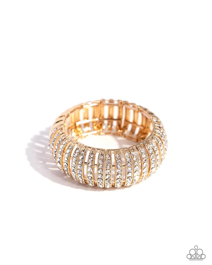 Appealing ALister Gold with White Rhinestone Stretchy Bracelet Paparazzi Paparazzi Accessories Bracelets Appealing ALister Gold with White Rhinestone Stretchy Bracelet Paparazzi Paparazzi Accessories Bracelets