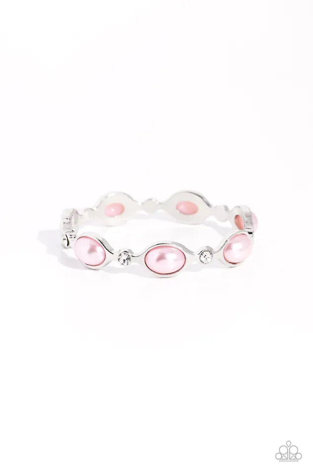 Are You Gonna Be My PEARL Pink Pearl Silver Hinged Bracelet Paparazzi Paparazzi Accessories Bracelets Are You Gonna Be My PEARL Pink Pearl Silver Hinged Bracelet Paparazzi Paparazzi Accessories Bracelets