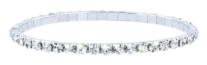 Bracelets 11950 Single Row Stretch Rhinestone Bracelet Clear Crystal Silver 4028 Bracelets 11950 Single Row Stretch Rhinestone Bracelet Clear Crystal Silver 4028
