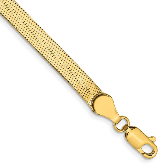 Bracelets 14k 4mm Silky Herringbone Chain Bracelet 353 grams Qgold