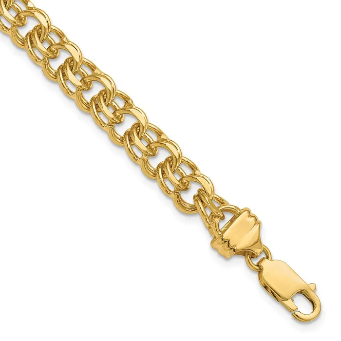 Bracelets 14k Yellow Gold 75 mm Solid Double Link Charm Bracelet 1845 grams Qgold Bracelets 14k Yellow Gold 75 mm Solid Double Link Charm Bracelet 1845 grams Qgold