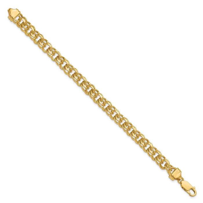 Bracelets 14k Yellow Gold 75 mm Solid Double Link Charm Bracelet 1845 grams Qgold Bracelets 14k Yellow Gold 75 mm Solid Double Link Charm Bracelet 1845 grams Qgold