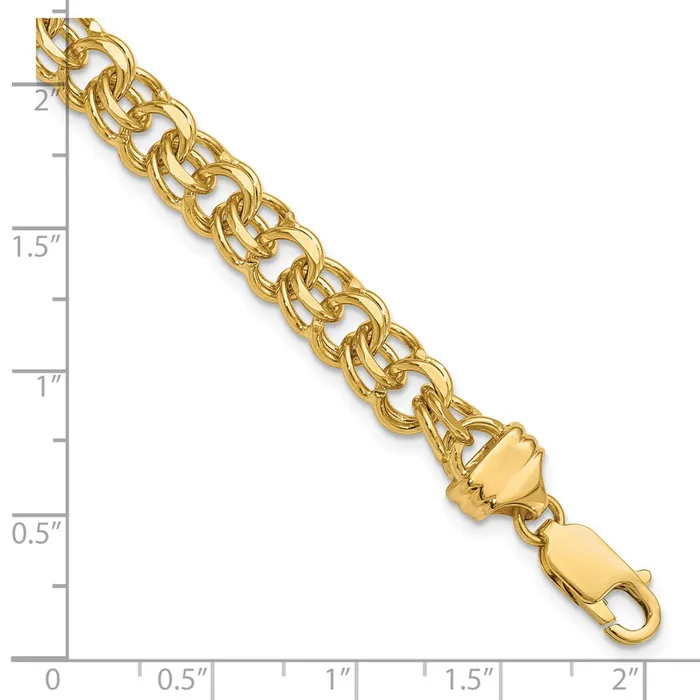 Bracelets 14k Yellow Gold 75 mm Solid Double Link Charm Bracelet 1845 grams Qgold Bracelets 14k Yellow Gold 75 mm Solid Double Link Charm Bracelet 1845 grams Qgold