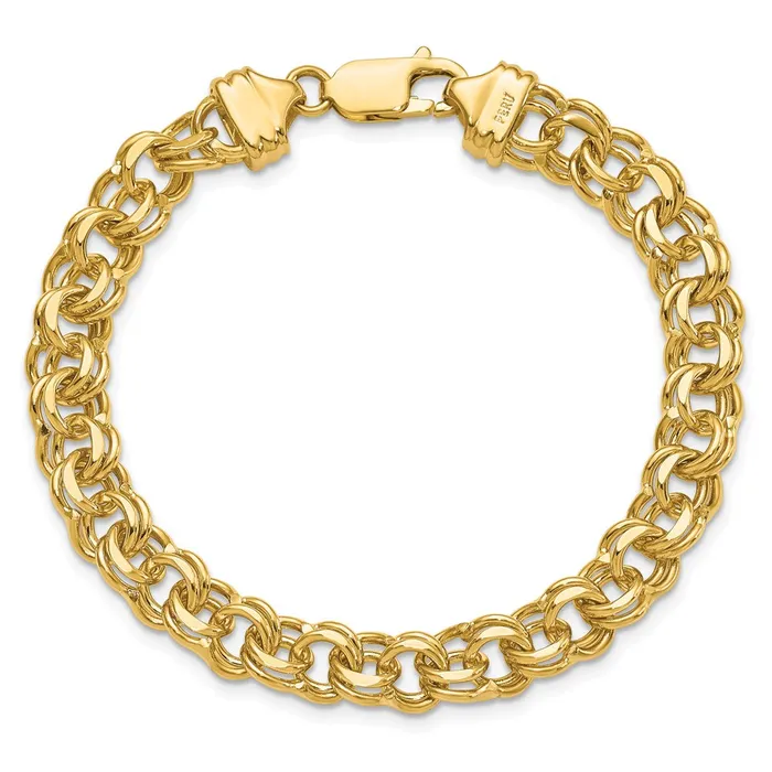 Bracelets 14k Yellow Gold 75 mm Solid Double Link Charm Bracelet 1845 grams Qgold Bracelets 14k Yellow Gold 75 mm Solid Double Link Charm Bracelet 1845 grams Qgold