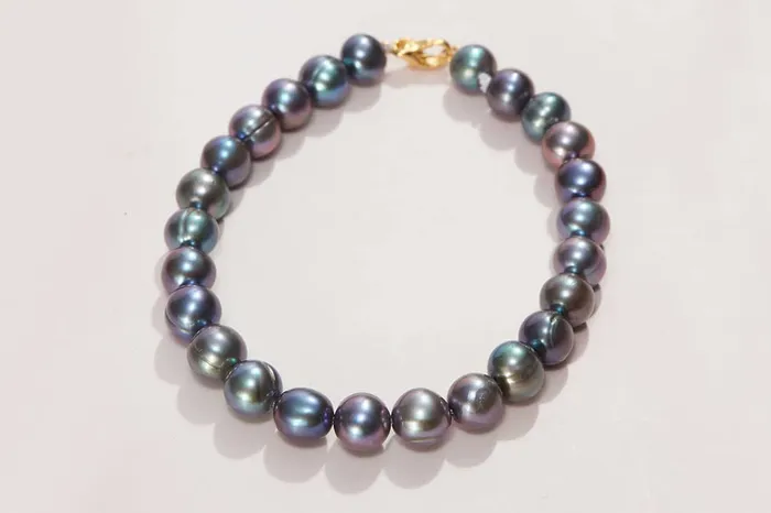 Bracelets AME Jewellery Peacock Freshwater Pearl Strand Bracelet with 14K Gold Clasp