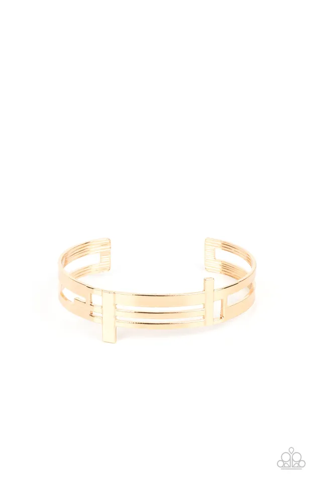 Bracelets Barred Lines Gold Bar Cuff Bracelet Paparazzi Paparazzi Accessories